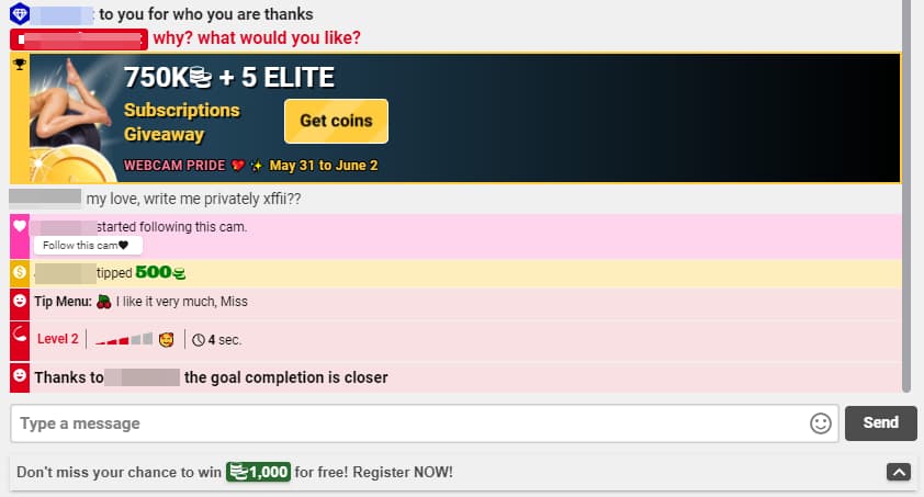 Amateur.tv chat example
